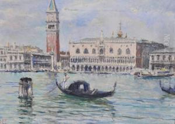 Venetian Scene Oil Painting by Vittore Zanetti Zilla