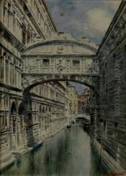 Le Pont Des Soupirs Oil Painting by Vittore Zanetti Zilla