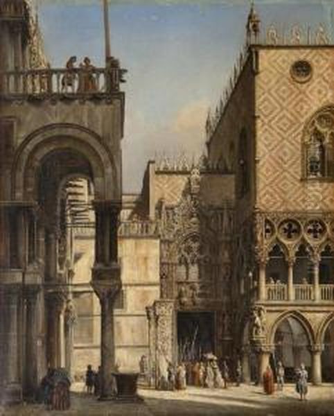 Porta Della Carta, Doge's Palace,venice Oil Painting by Francesco Zanin