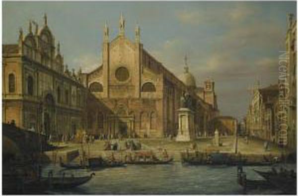 Venice, A View Of The Church Of Ss. Giovanni E Paolo Oil Painting by Francesco Zanin