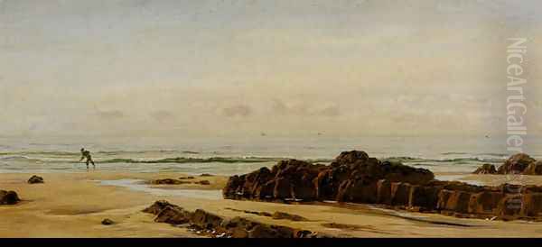 Bude On The Cornish Coast Oil Painting by John Edward Brett