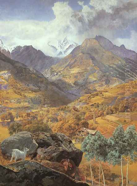 The Val d'Aosta 1858 Oil Painting by John Edward Brett