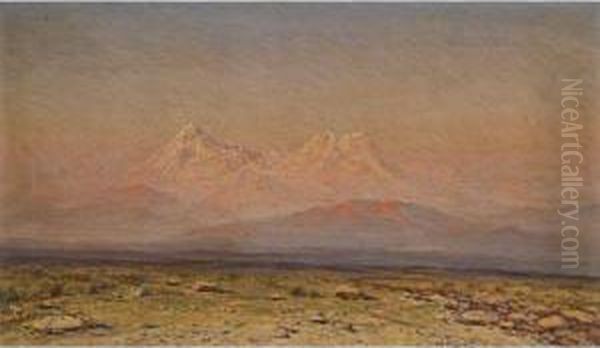 Mountains At Sunset Oil Painting by Ilya Nikolaevich Zankovsky