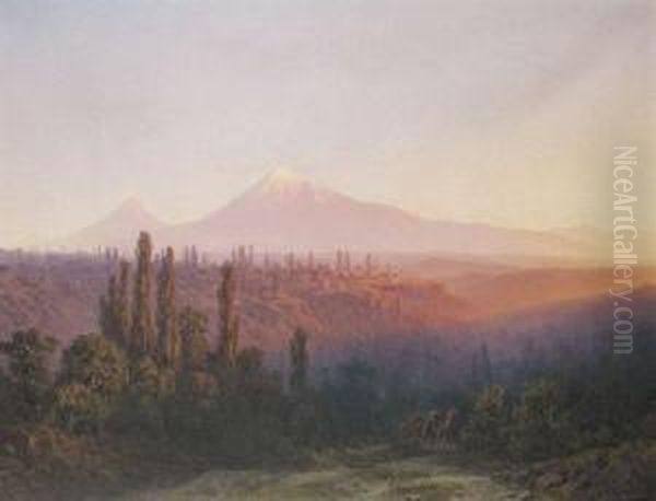 Le Mont Ararat A L'aube Oil Painting by Ilya Nikolaevich Zankovsky