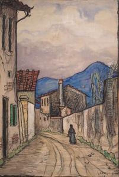 Strada Di Paese Oil Painting by Giovanni Zannacchini