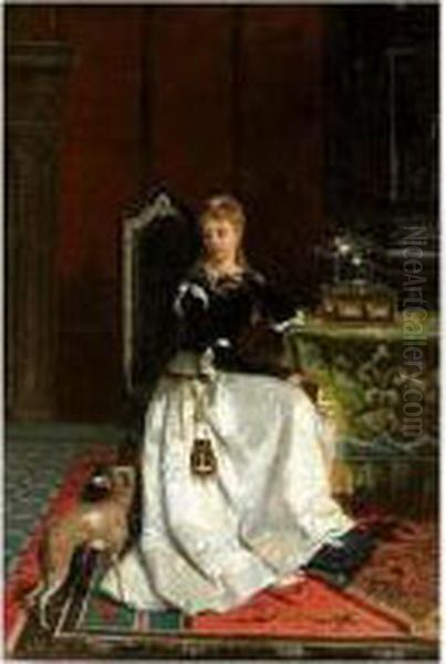 Lady Seated With Dog by Giuseppe Zannoni