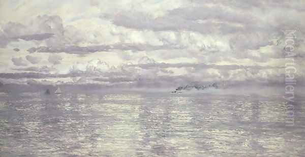 A Pearly Summer Seascape Oil Painting by John Edward Brett