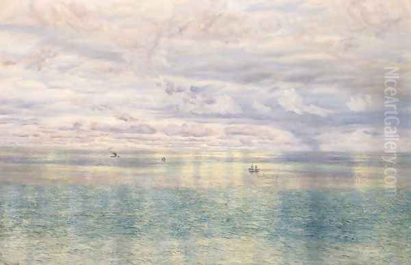 The Sicilian Sea, From the Taormina Cliffs Oil Painting by John Edward Brett