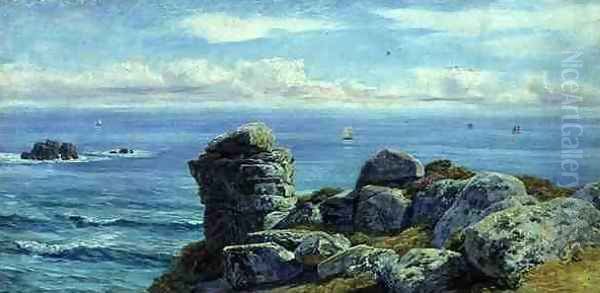 On the Cornish Coast, or Port Gwarra, 1880 Oil Painting by John Edward Brett