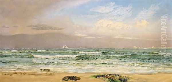 Shipping Off the Coast Oil Painting by John Edward Brett