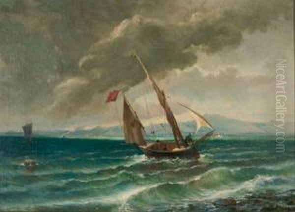 Boote Auf Dem Bodensee Bei Sturmischer Witterung. Oil Painting by Eugen Zardetti