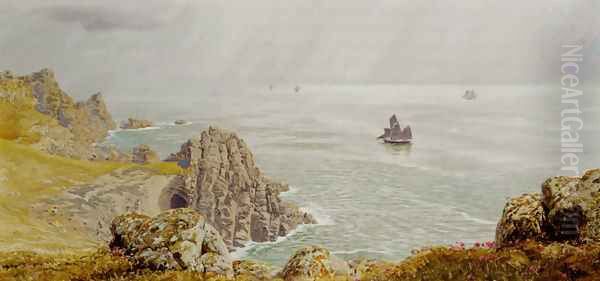 Summer Mists At Tol Pedn Oil Painting by John Edward Brett