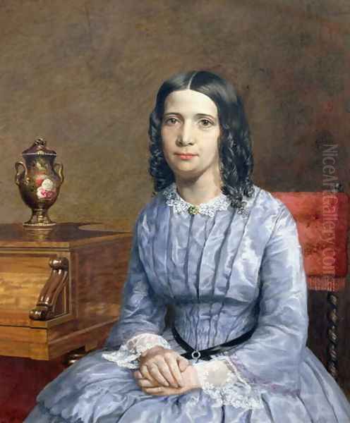 Portrait of Matilda Bury 1855 Oil Painting by John Edward Brett