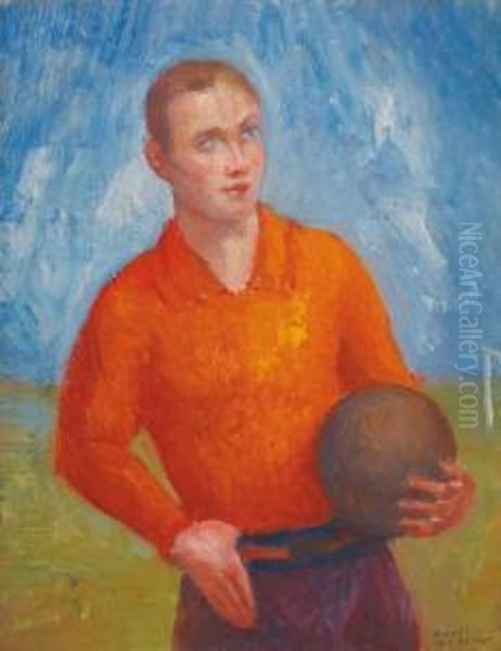 Portrait D'un Footballeur Oil Painting by Angel Zarraga Arguelles