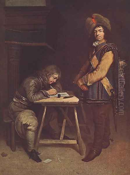 Officer Writing a Letter Oil Painting by Gerard Ter Borch