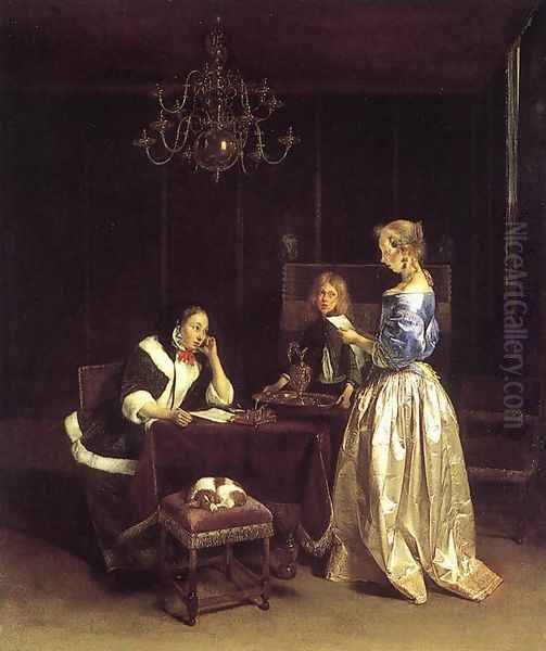 Woman Reading a Letter 1660-62 Oil Painting by Gerard Ter Borch