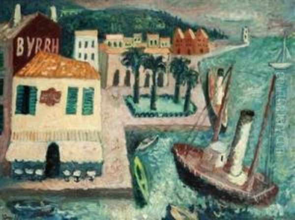 In The Port Oil Painting by Tuma Zdenek