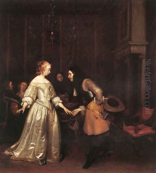 The Dancing Couple c. 1660 Oil Painting by Gerard Ter Borch