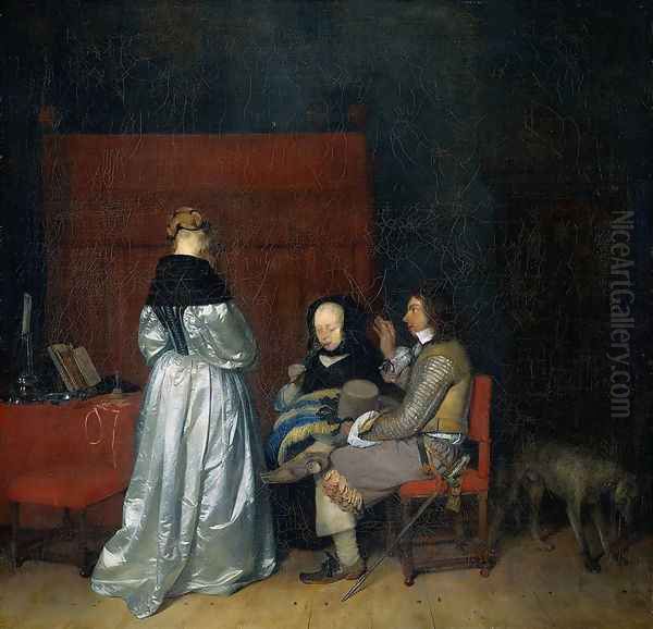 Gallant Conversation; known as The Paternal Admonition' Oil Painting by Gerard Ter Borch