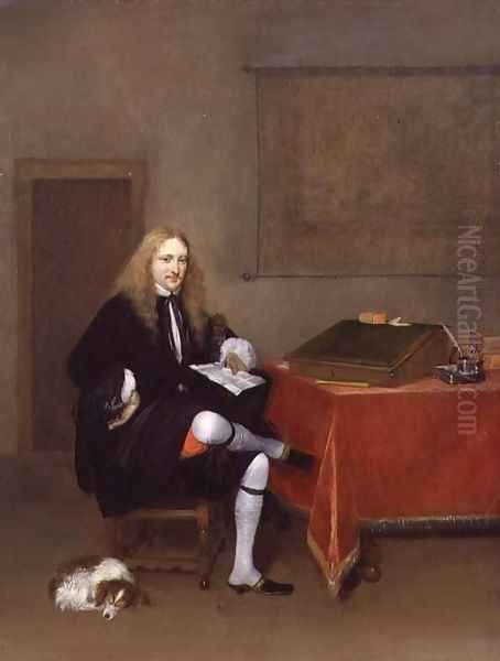 Portrait of a Man in his Study c.1668-69 Oil Painting by Gerard Ter Borch