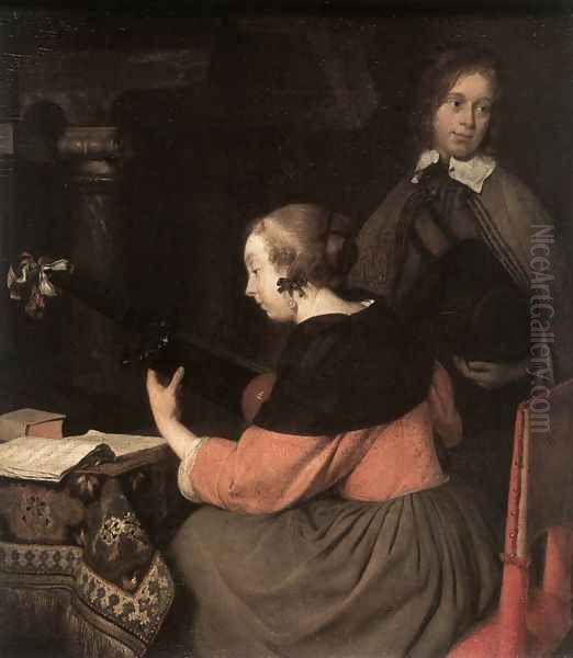 The Lute Player Oil Painting by Gerard Ter Borch