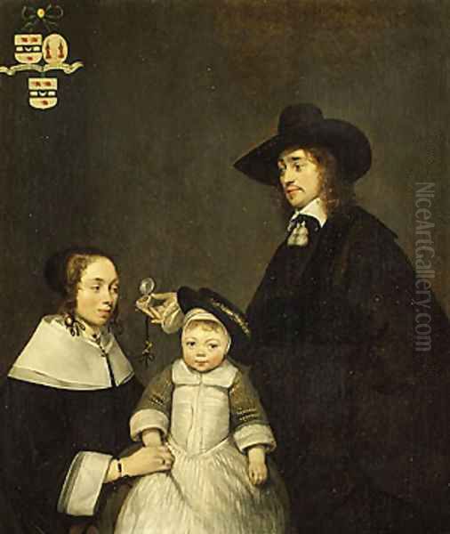 The van Moerkerken Family probably 1653 Oil Painting by Gerard Ter Borch