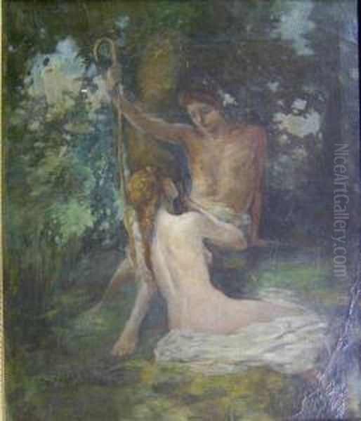 Shepherd And Nymph Oil Painting by Lee Woodward Zeigler