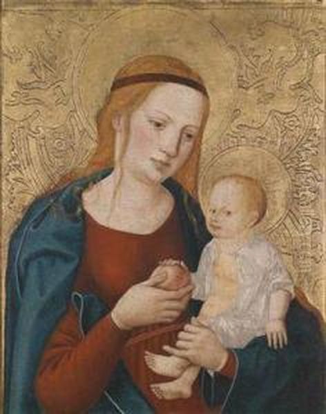 The Virgin With The Christ Child On An Engraved And Punched Gilt Ground Oil Painting by Barholome Zeitblom