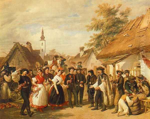 A meny megerkezese, 1856 Oil Painting by Miklos Barabas