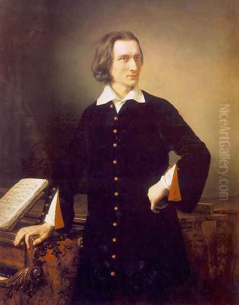 Portrait of Franz Liszt 1847 Oil Painting by Miklos Barabas