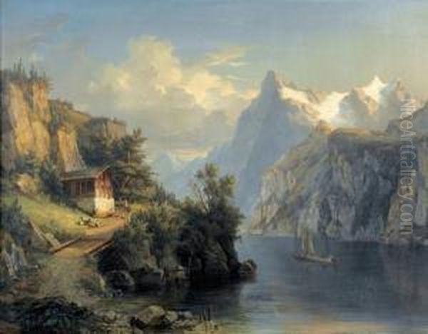 Vierwaldstattersee Mit Uri-rotstock. Oil Painting by Jakob Joseph Zelger