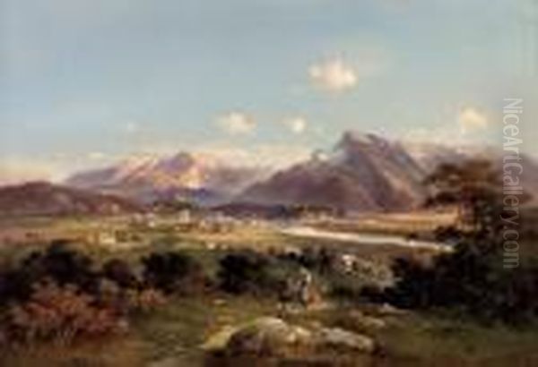 Blick Von Maria Plain Auf Salzburg Oil Painting by Friedrich Zeller