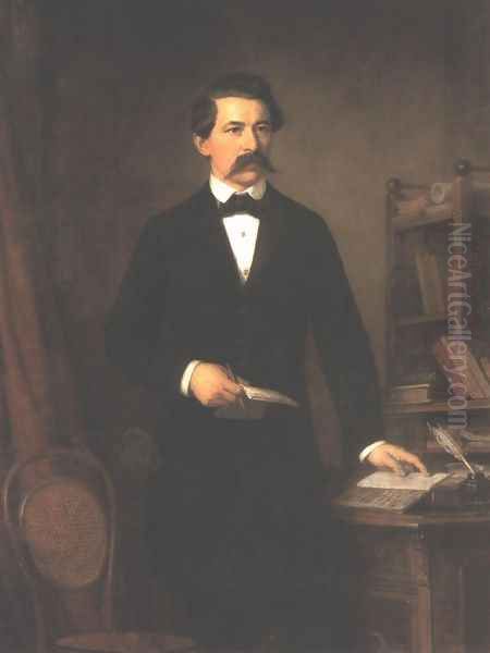 Arany János portréja, 1884 Oil Painting by Miklos Barabas