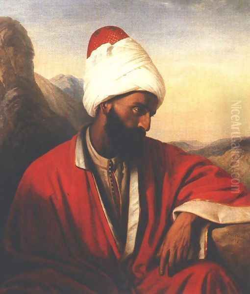 Arab férfi (Egy dervis), 1843 Oil Painting by Miklos Barabas