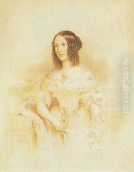 Erdelyi Janosne Vahot Kornelia, 1844 Oil Painting by Miklos Barabas