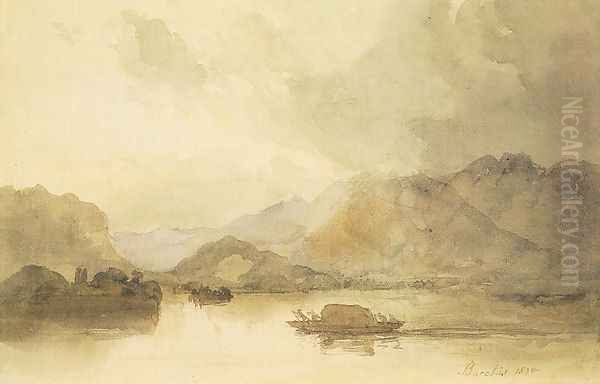 Lago Maggiore, 1834 Oil Painting by Miklos Barabas