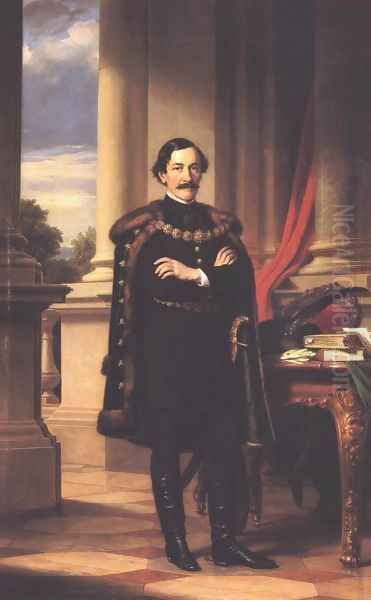 Teleki Laszlo allo portreja, 1861 Oil Painting by Miklos Barabas