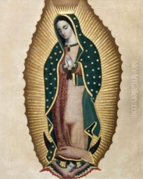 Virgen De Guadalupe Oil Painting by Miguel Jeronimo Zendejas