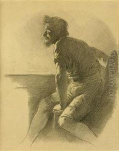 A Study Of A Man Oil Painting by Frantisek Ii Zenisek