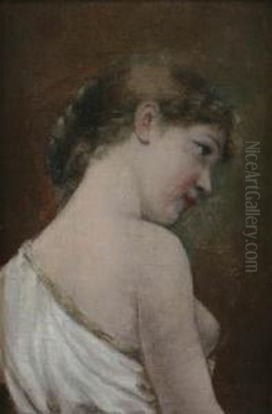 Bust Of A Girl Oil Painting by Josef Zenisek