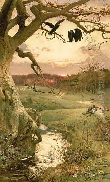 The three ravens Oil Painting by Edward Frederick Brewtnall