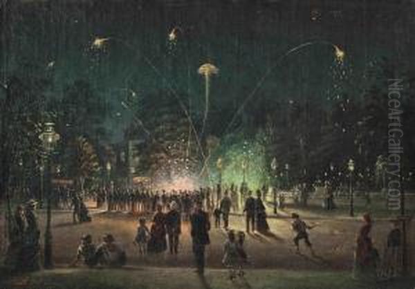 Fireworks Oil Painting by Antonien Zeno Shindler