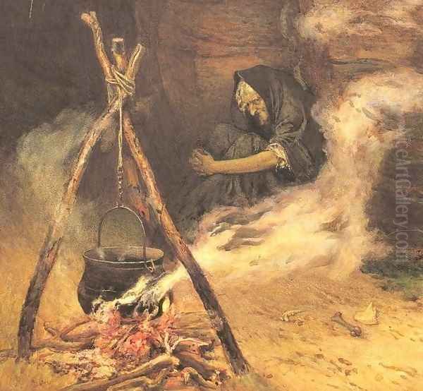 A Visit to the Witch Oil Painting by Edward Frederick Brewtnall