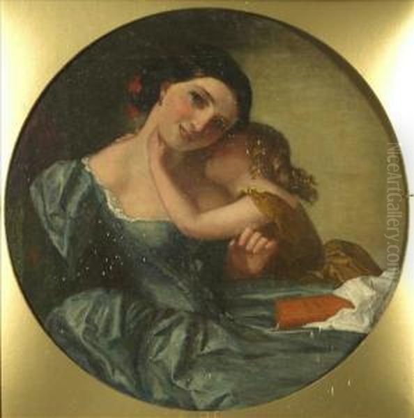 Mother And Child Oil Painting by John Zephaniah Bell