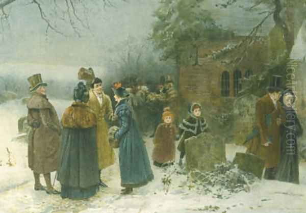 Christmas Morning Oil Painting by Edward Frederick Brewtnall