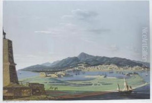 A Pair Of Views Of Palermo Oil Painting by Francesco Zerillo