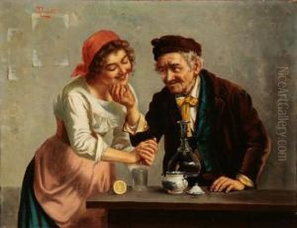 Tavern Flirtation 
And 
Sing-a-long Oil Painting by Jules Zermati