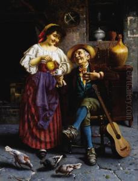 The Guitar Player Oil Painting by Jules Zermati