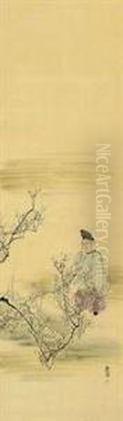 A Courtier Beside A Tree Oil Painting by Shibata Zeshin