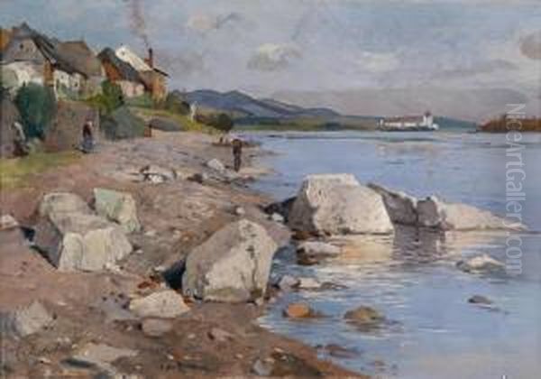 Danube Landscape Oil Painting by Eduard Zetsche